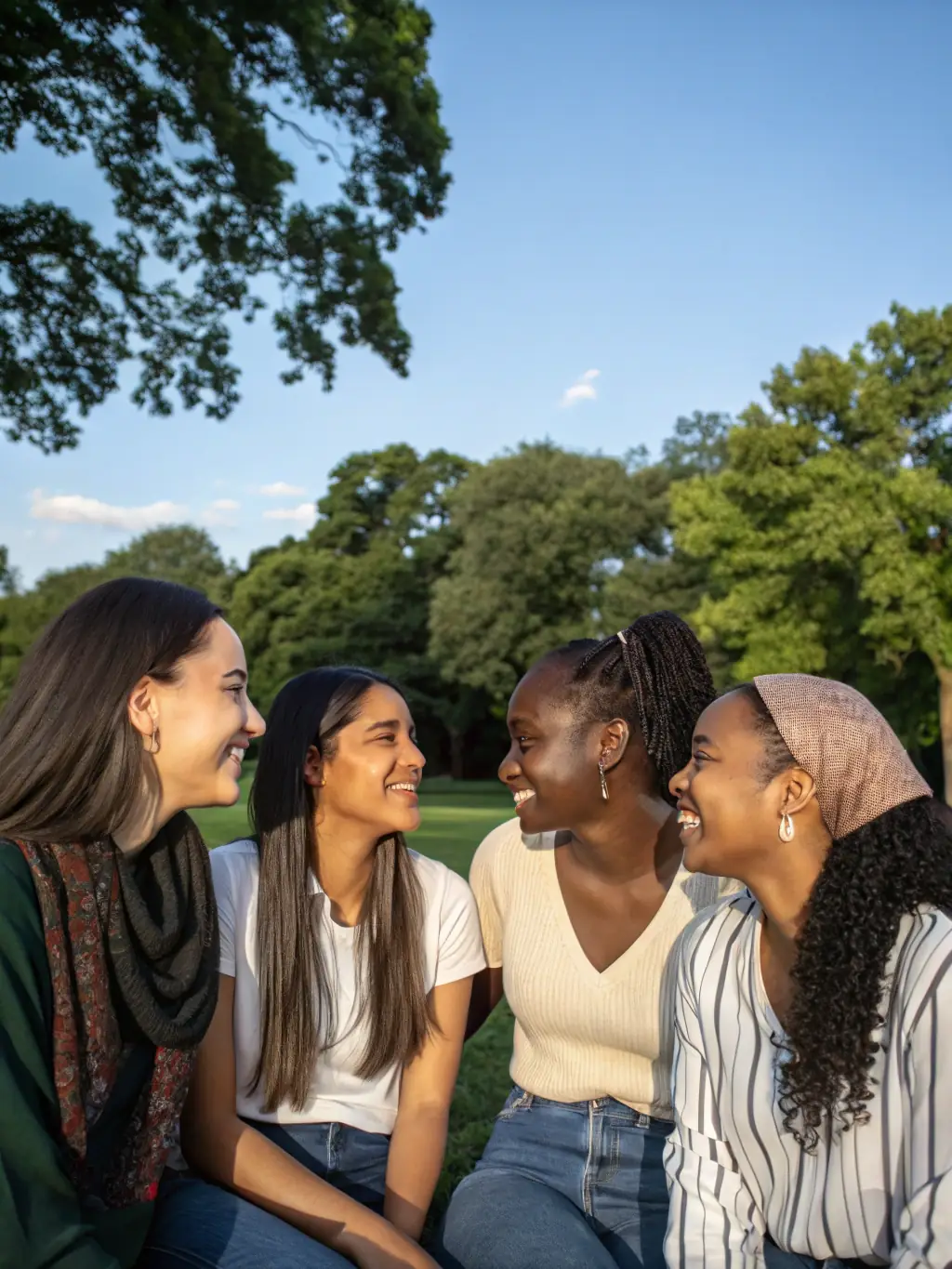 A diverse group of women laughing and connecting during a Bloom Muse event, showcasing the community and empowerment aspects of the studio's services.